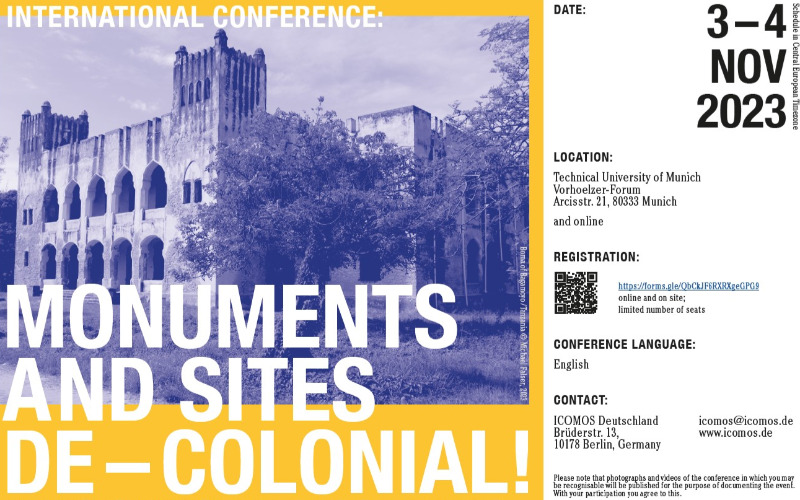 Save the Date: Tagung "Monuments and Sites de-kolonial! Formen und Strategien des Umgangs mit den baulichen Hinterlassenschaften der deutschen Kolonialzeit" (München, 3.-4. November 2023)