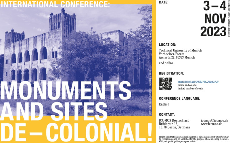 Save the Date: Conference "Monuments and Sites de-colonial! Methods and Strategies of Dealing with the Architectural Heritage of the German Colonial Era" (Munich, 3-4 November 2023)