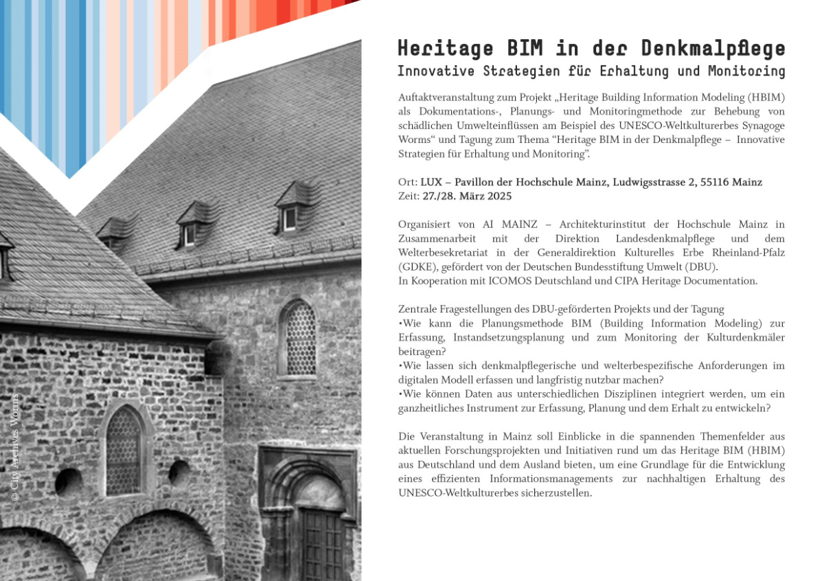 SAVE THE DATE 27.-28. März 2025, Mainz: "Heritage BIM in der Denkmalpflege - Innovative Strategien für Erhaltung und Monitoring“